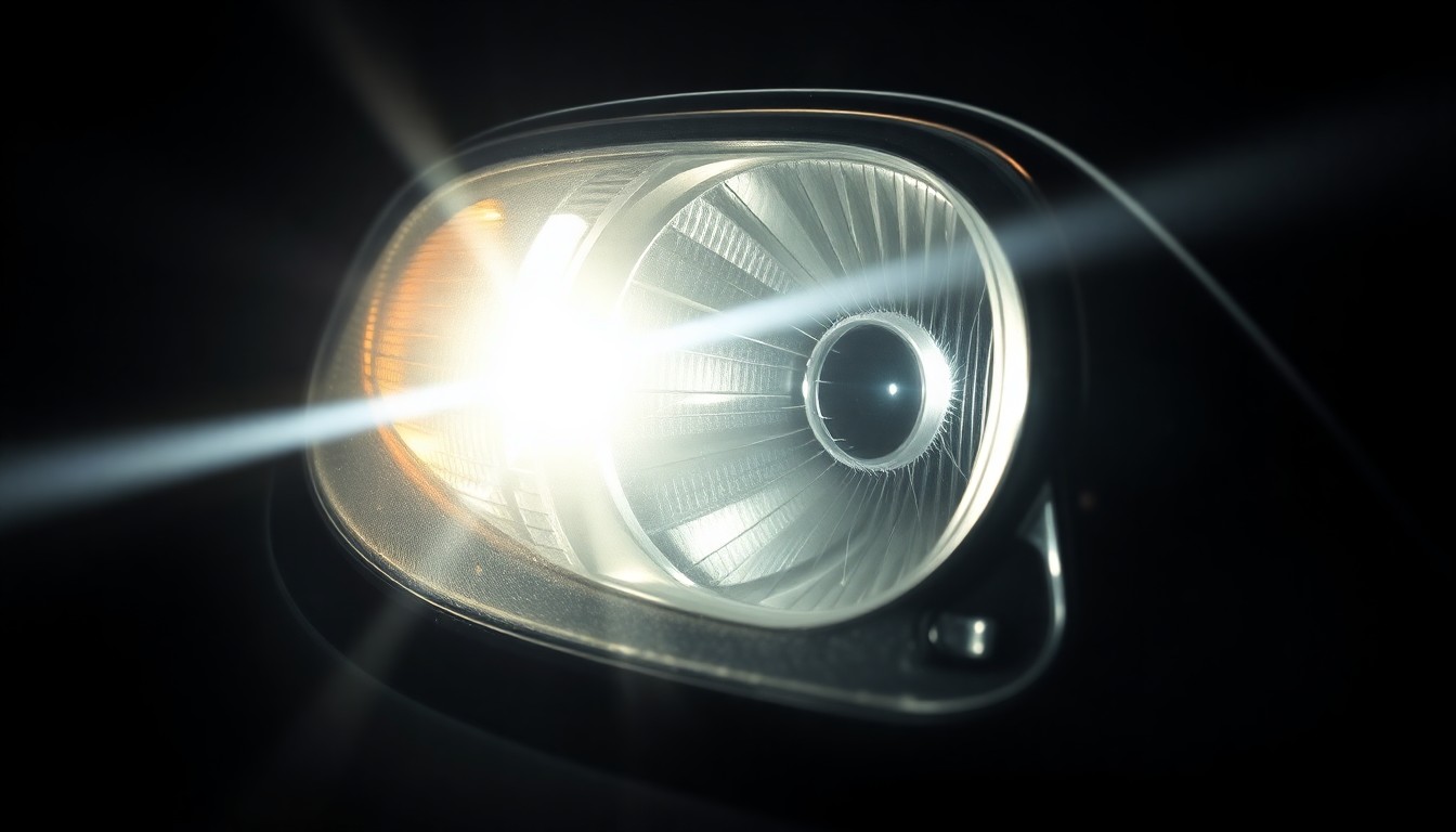 An extreme close-up of a shattered car part reflecting a harsh, direct flash of light, conceptually illustrating the aftermath of a fatal vehicle collision.