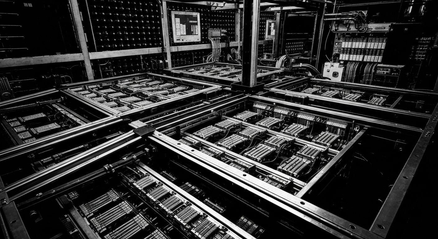 A high-contrast, cinematic close-up of the internal components and mechanics of a data storage device, conveying the complex, industrial nature of the technology that powers the digital economy.