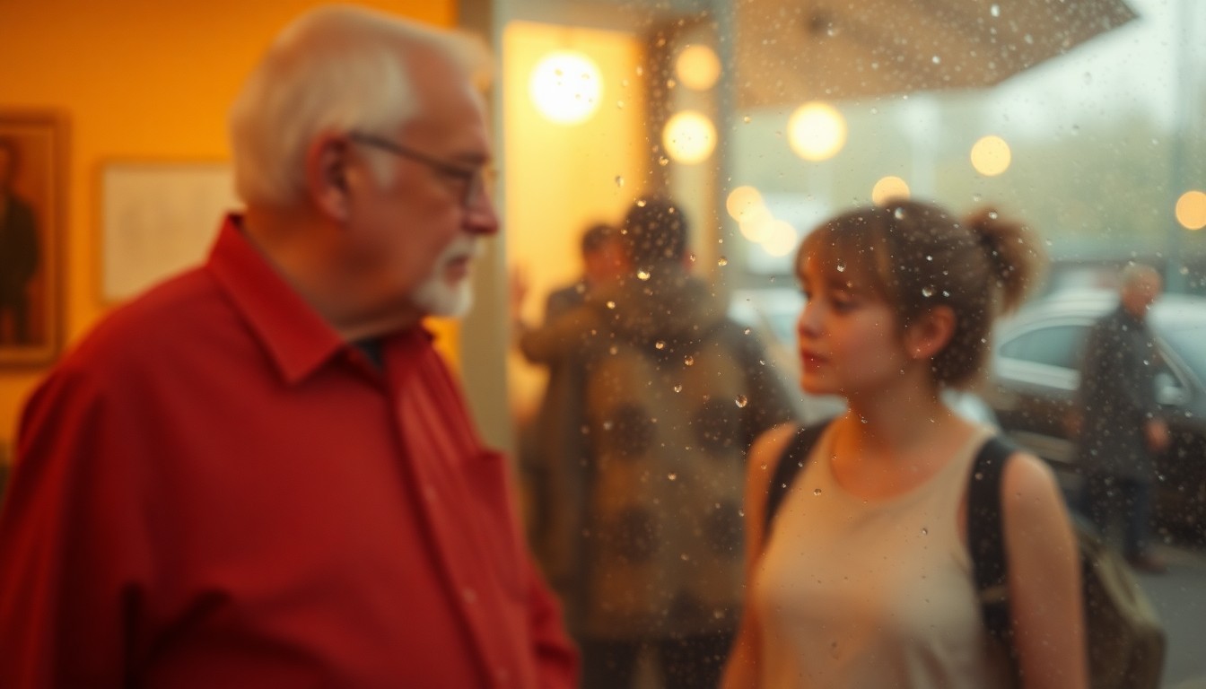 An abstract, softly focused scene of two people conversing, conveying the emotional warmth and intimacy of meaningful intergenerational interaction.