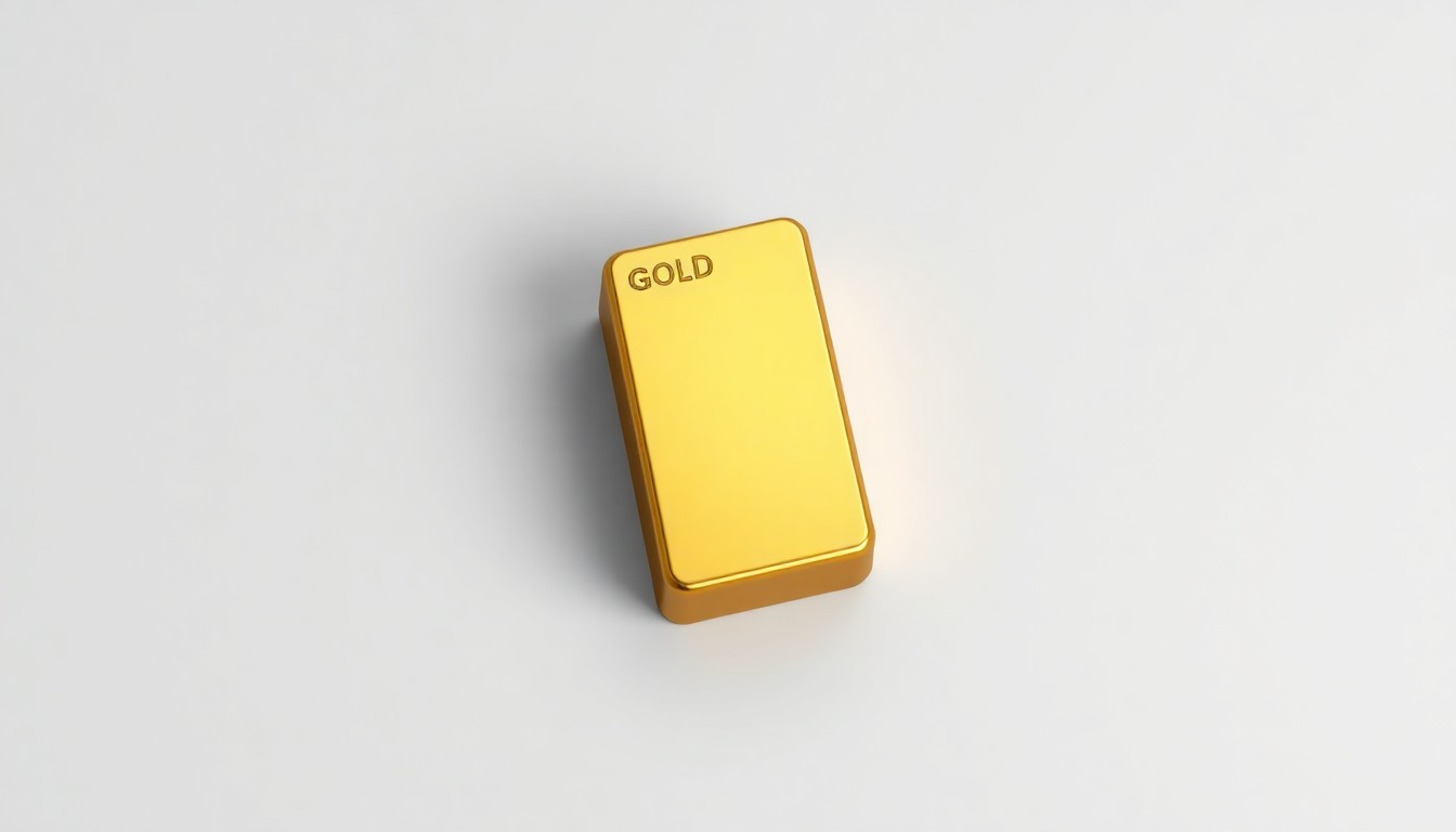 A close-up photograph of a shiny, geometric gold ingot resting on a plain white background, conveying the premium quality and innovative technology behind Asia Broadband's mining operations.