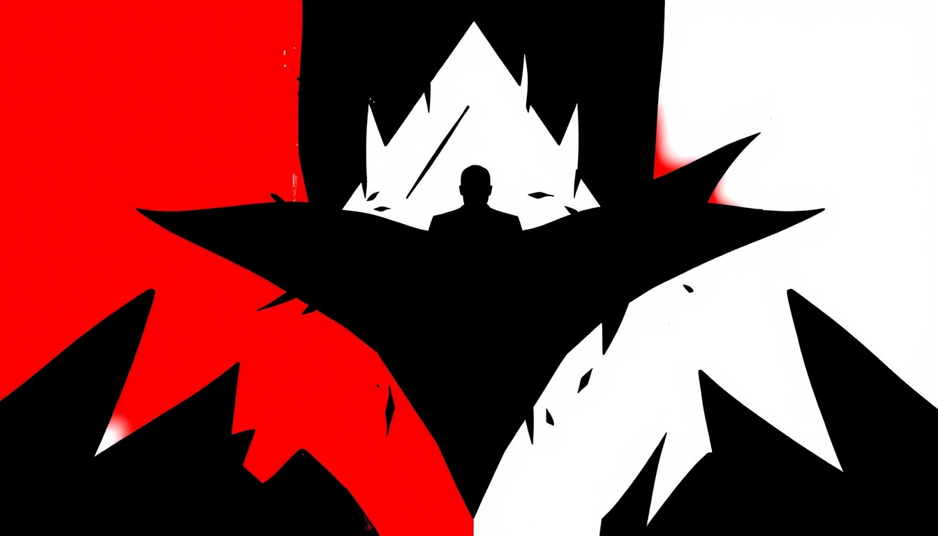 A minimalist, abstract composition of bold, angular black shapes against a stark white background, conceptually representing the dramatic themes and characters of the TV series 'The Madison'.