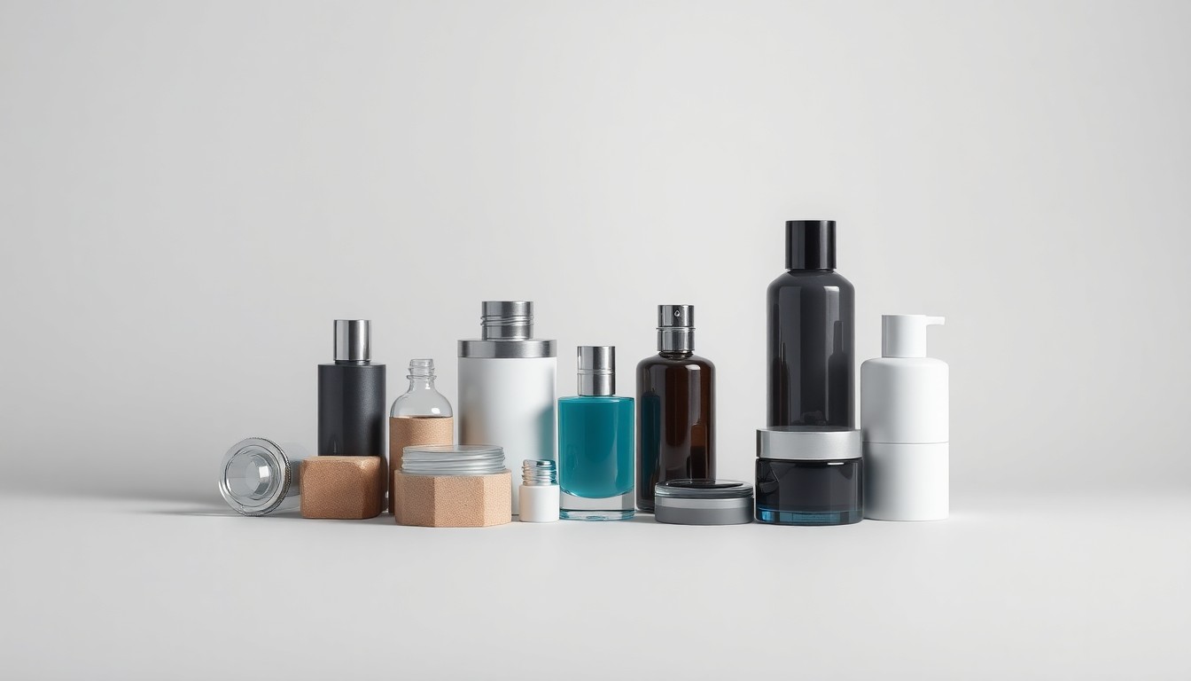 A high-end, photorealistic studio still-life photograph featuring a collection of premium medical and wellness products arranged elegantly on a clean, monochromatic seamless background, conceptually representing the abstract concepts of corporate strategy, finance, risk, and markets in the healthcare and longevity sectors.