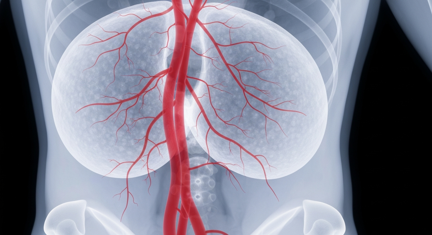 A ghostly, translucent X-ray photograph revealing the internal structure of fat cells and blood vessels, conceptually illustrating the natural, biological essence of the fat transfer process.