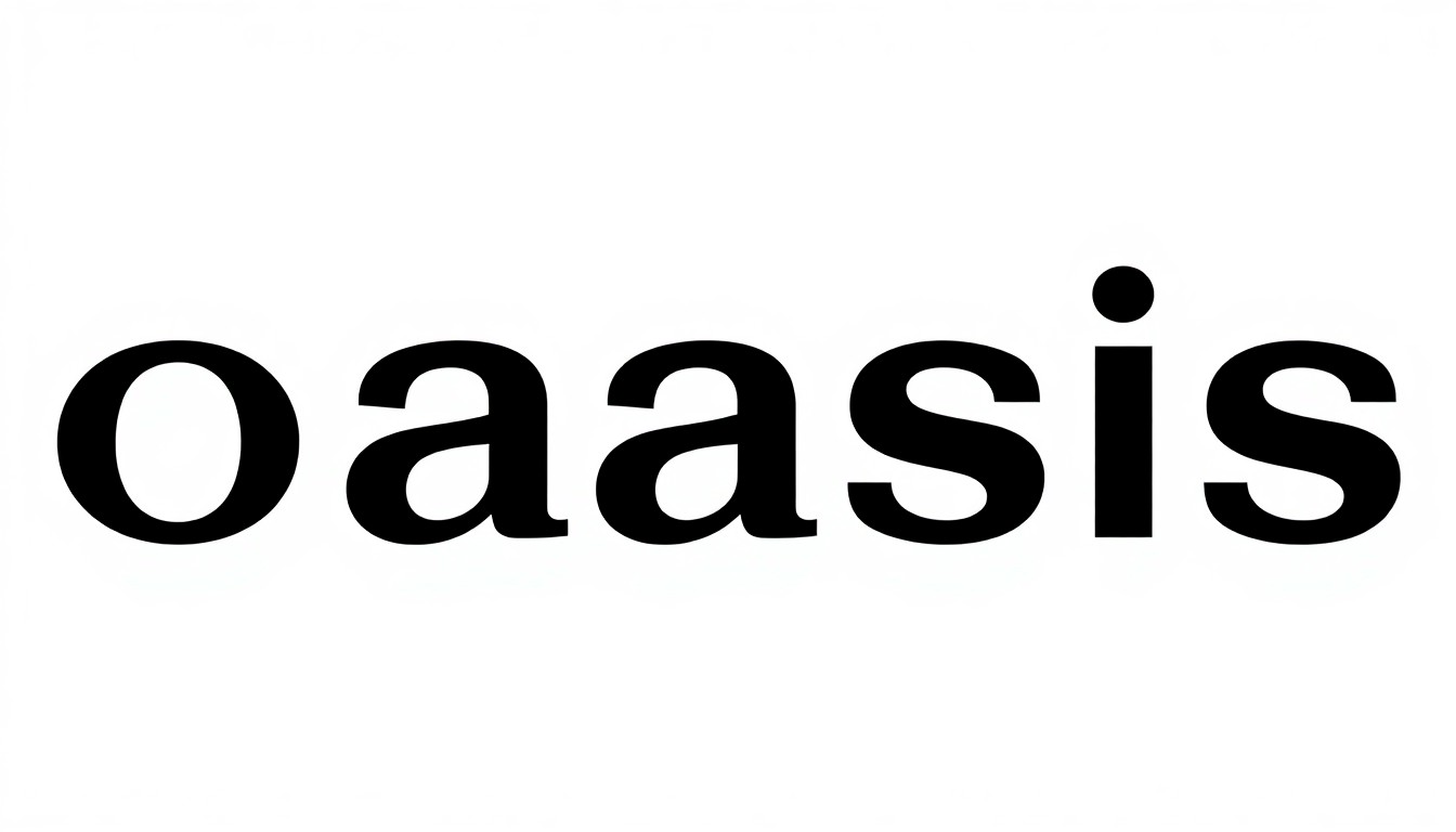 A minimalist, abstract illustration featuring bold black silhouettes and high-contrast solid colors, conceptually representing the iconic Oasis brand and musical legacy.