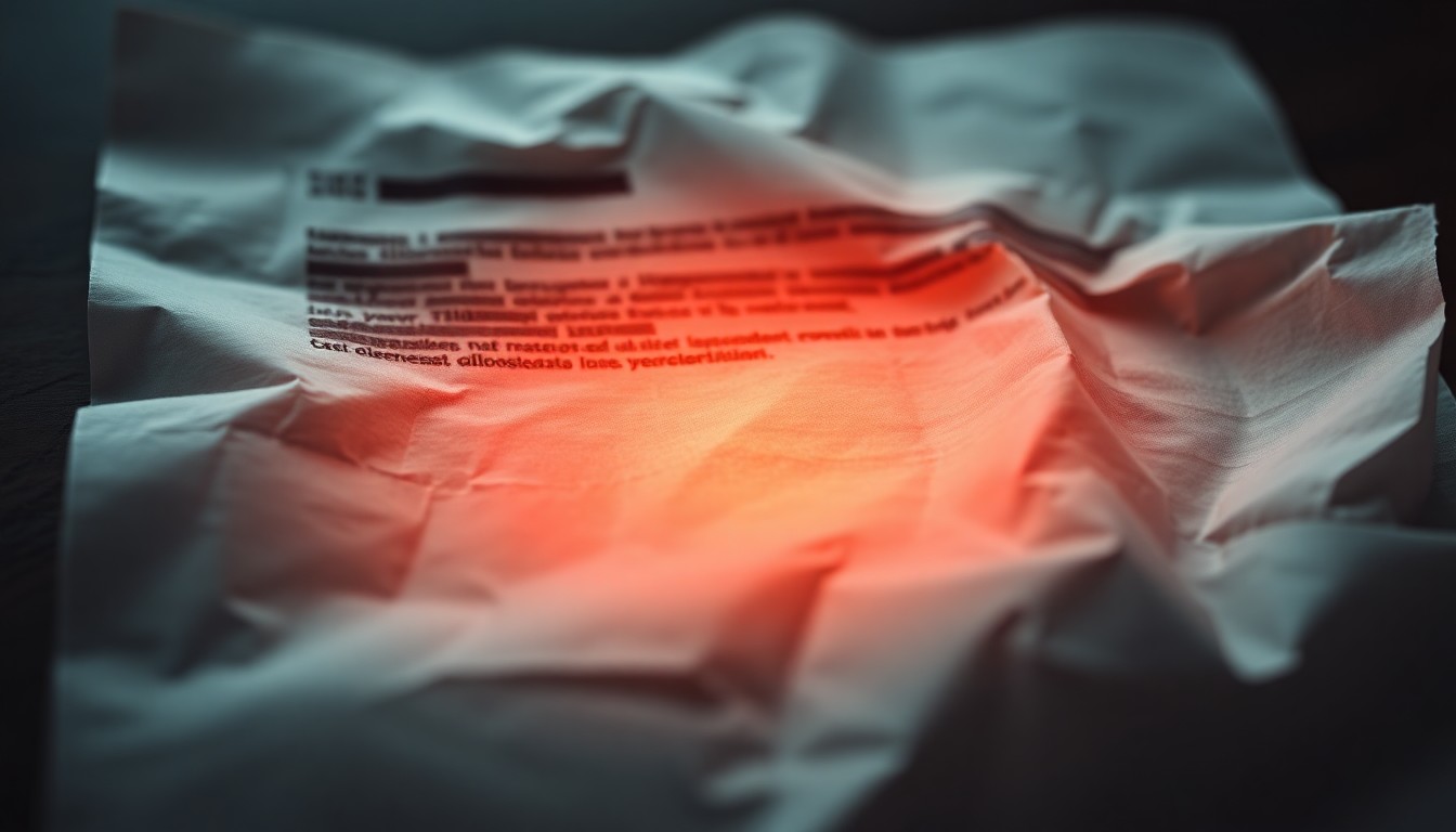 An extreme close-up of a heavily redacted document, with only faint traces of text visible, conceptually representing the lack of access to crucial evidence in a legal case.