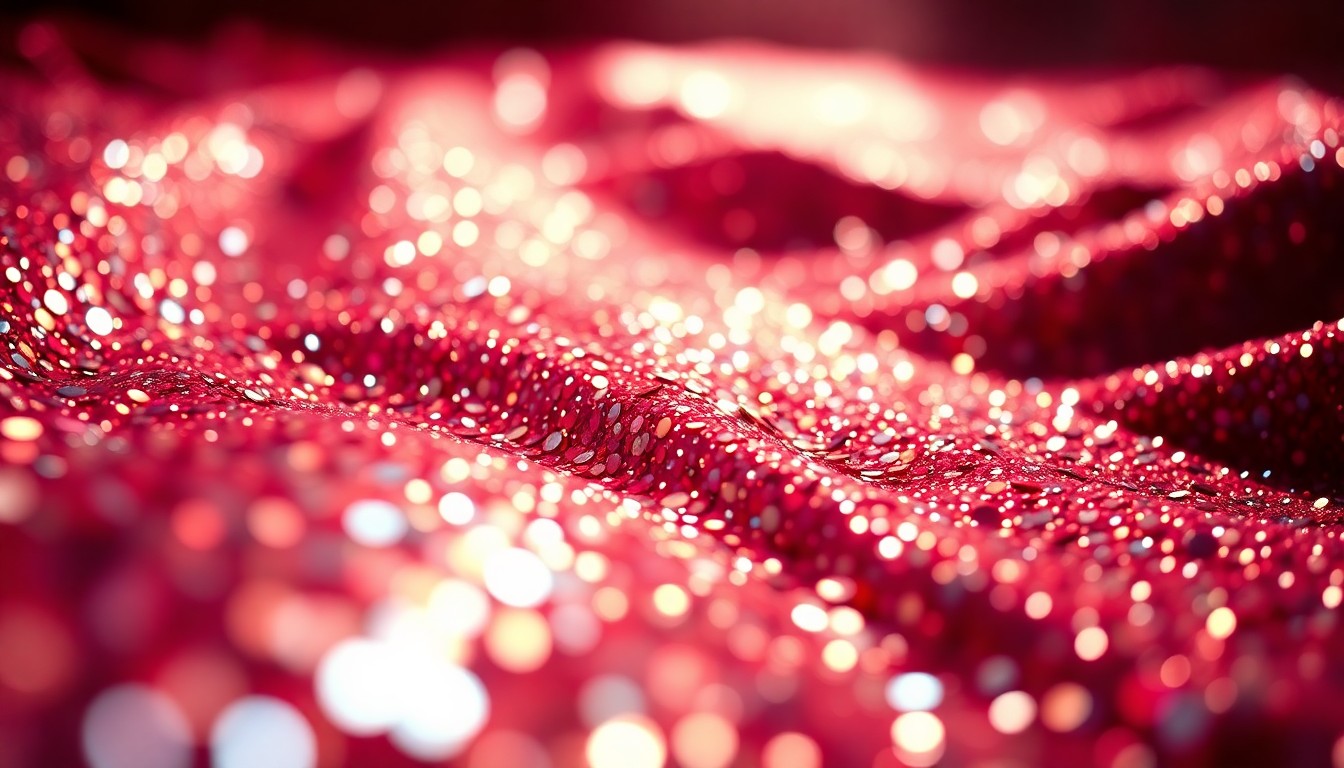 An extreme close-up photograph of shimmering, glittering sequins under dramatic studio lighting, creating a high-contrast, glamorous texture that conceptually represents the celebratory energy of the music industry.