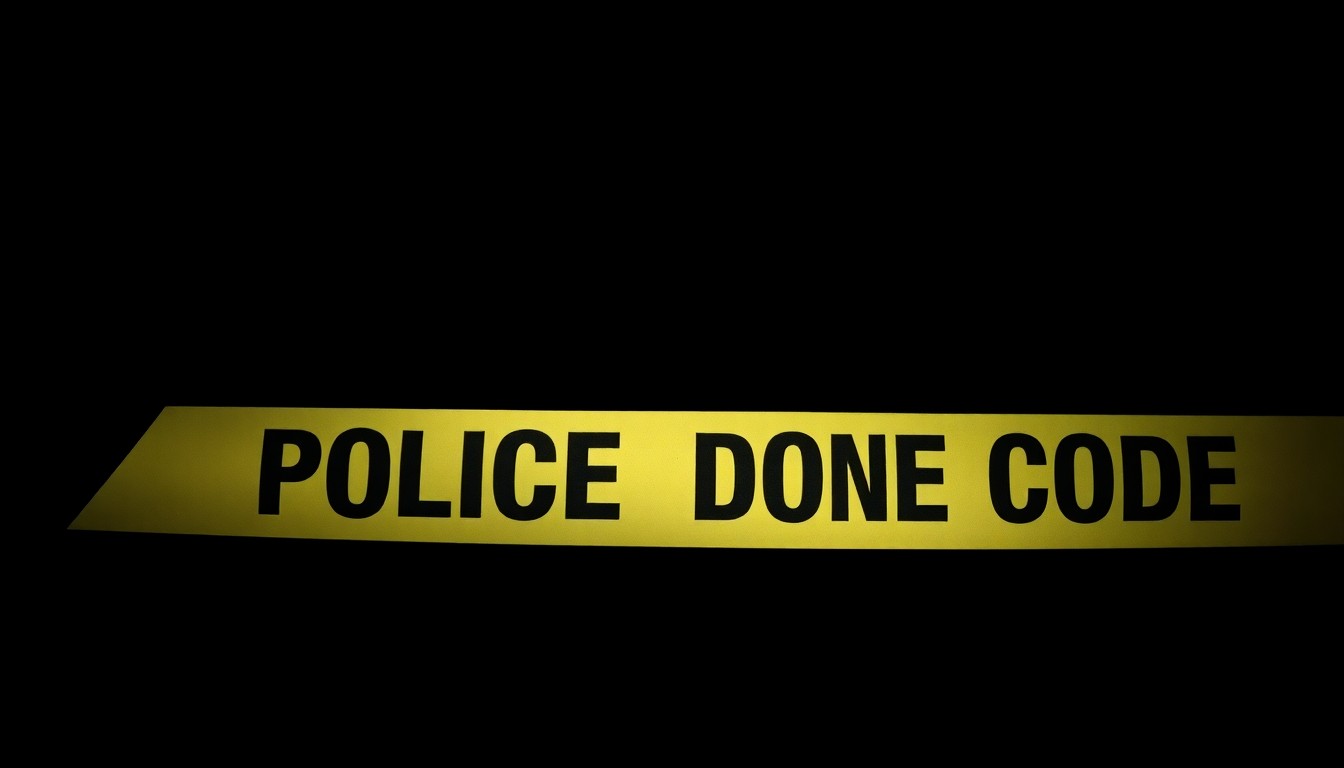An extreme close-up photograph of a police evidence marker or crime scene tape against a pitch-black background, capturing the stark, gritty, and investigative nature of the reported incidents.