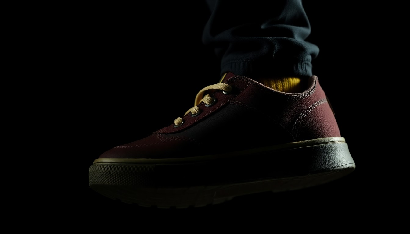 An extreme close-up photograph of a child's shoe or backpack strap, the harsh flash lighting creating a stark, gritty, investigative aesthetic that conceptually represents the search for a missing child.