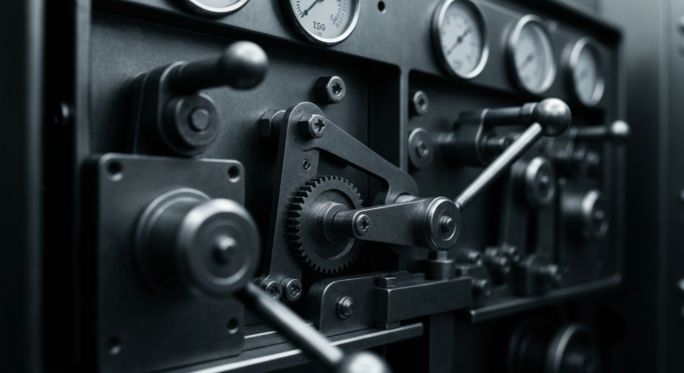 An extreme close-up of intricate, interlocking metal gears and components, representing the complex financial systems and operational machinery that drive the performance of BlackSky Technology and Touchpoint Group.