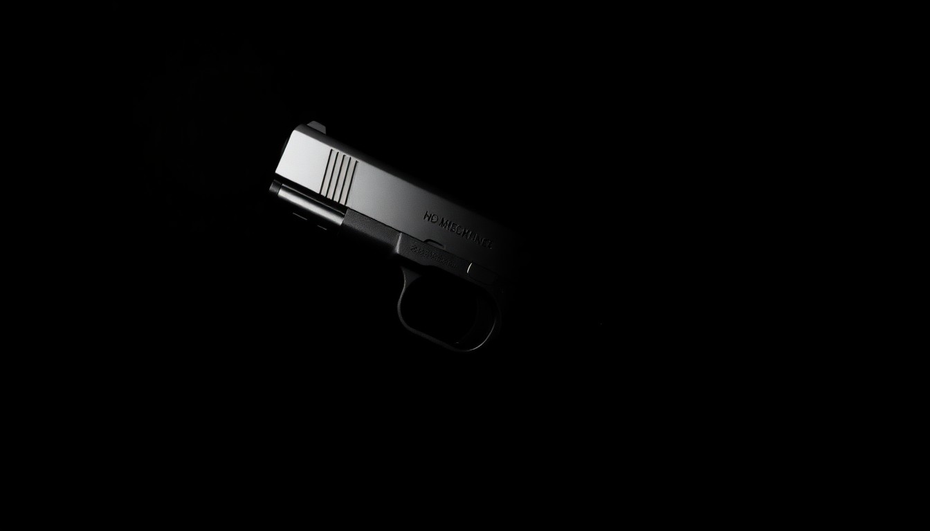 An extreme close-up photograph of a handgun magazine against a pitch-black background, lit by a harsh, direct camera flash, conceptually representing the investigative process behind the arrest of a dangerous fugitive.