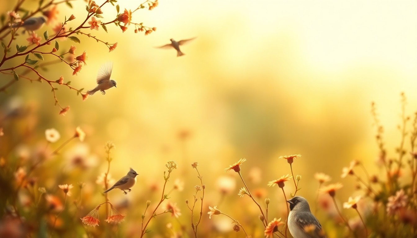 An abstract, impressionistic photograph in soft focus, featuring blurred shapes and colors that evoke a sense of nature and tranquility.