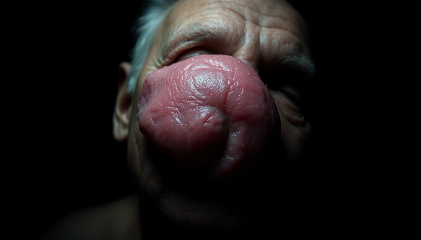 An extreme close-up of a severe pressure ulcer on elderly skin, captured in stark, dramatic lighting to convey the gravity of the allegations.