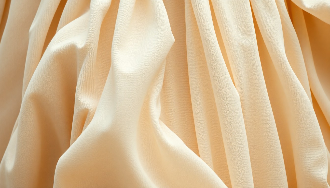 An extreme close-up of a soft, billowing fabric texture in neutral tones, capturing the luxurious, boho-chic aesthetic of a celebrity-inspired fashion item.