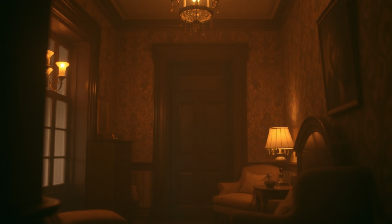 A blurred, impressionistic photograph depicting the interior of a historic Back Bay brownstone, with hints of ornate architectural details and textured wallpaper visible through a hazy, dreamlike composition in warm, muted tones.