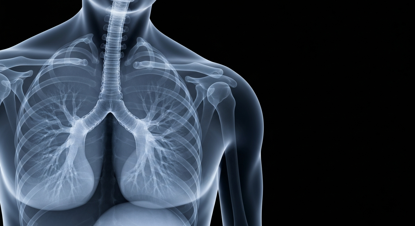 A translucent, ghostly X-ray image showing the human respiratory system, representing the ongoing health issues faced by 9/11 first responders and survivors.