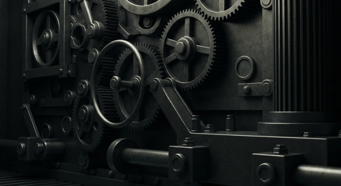 An extreme close-up of the intricate machinery and mechanisms of a bank vault, conveying the tangible power and security of financial institutions in the age of digital assets.