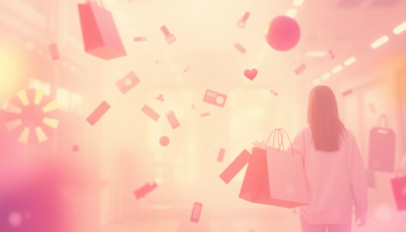 An extremely abstracted, out-of-focus photograph in soft pools of warm color and light, hinting at the lifestyle items and accessories of a teenage girl, conveying a sense of dreaminess and optimism.