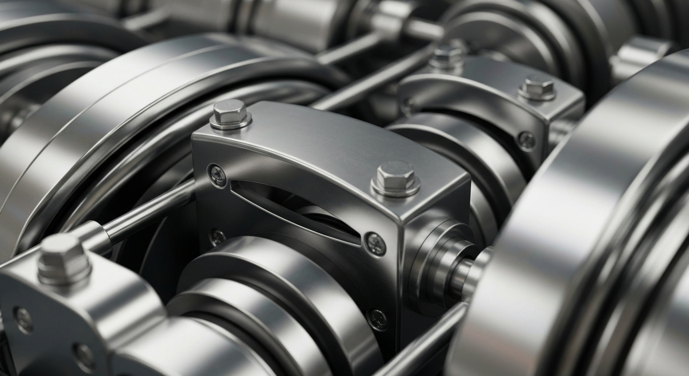 An extreme close-up of intricate, metallic banking machinery and components, conveying the secure, industrial nature of Great Southern Bancorp's financial operations.