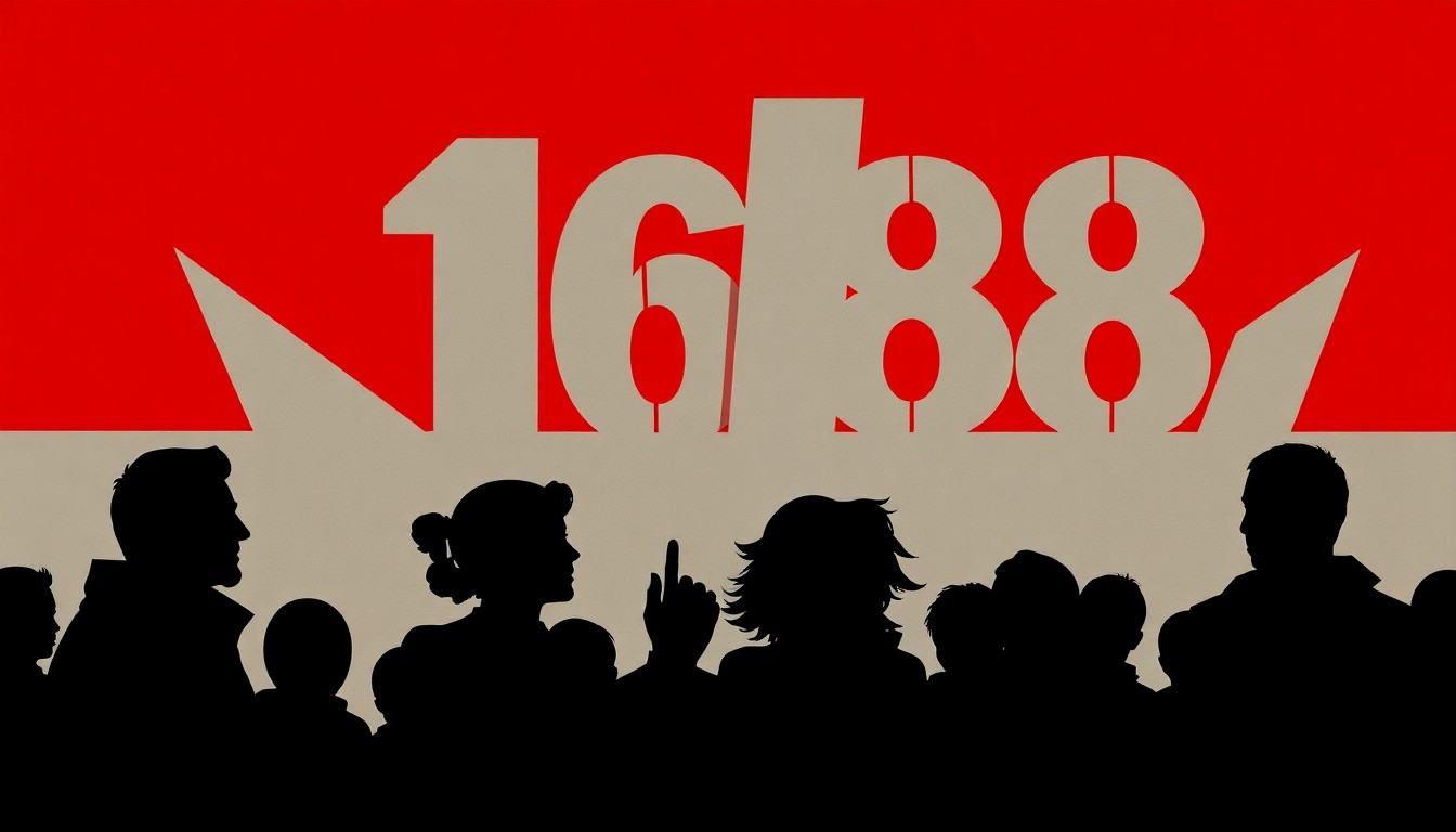 An abstract, minimalist illustration featuring stark black silhouettes and jagged geometric shapes in a muted color palette, conveying the themes of social unrest, intergenerational exchange, and the lingering impact of 1968 without using any text or literal imagery.