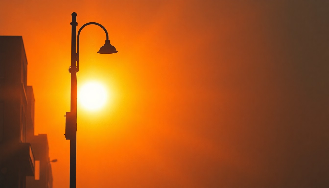 A serene, textured oil painting of a single city street lamp post glowing in the warm afternoon sunlight, conceptually representing the essential municipal services that this tax levy will help support.