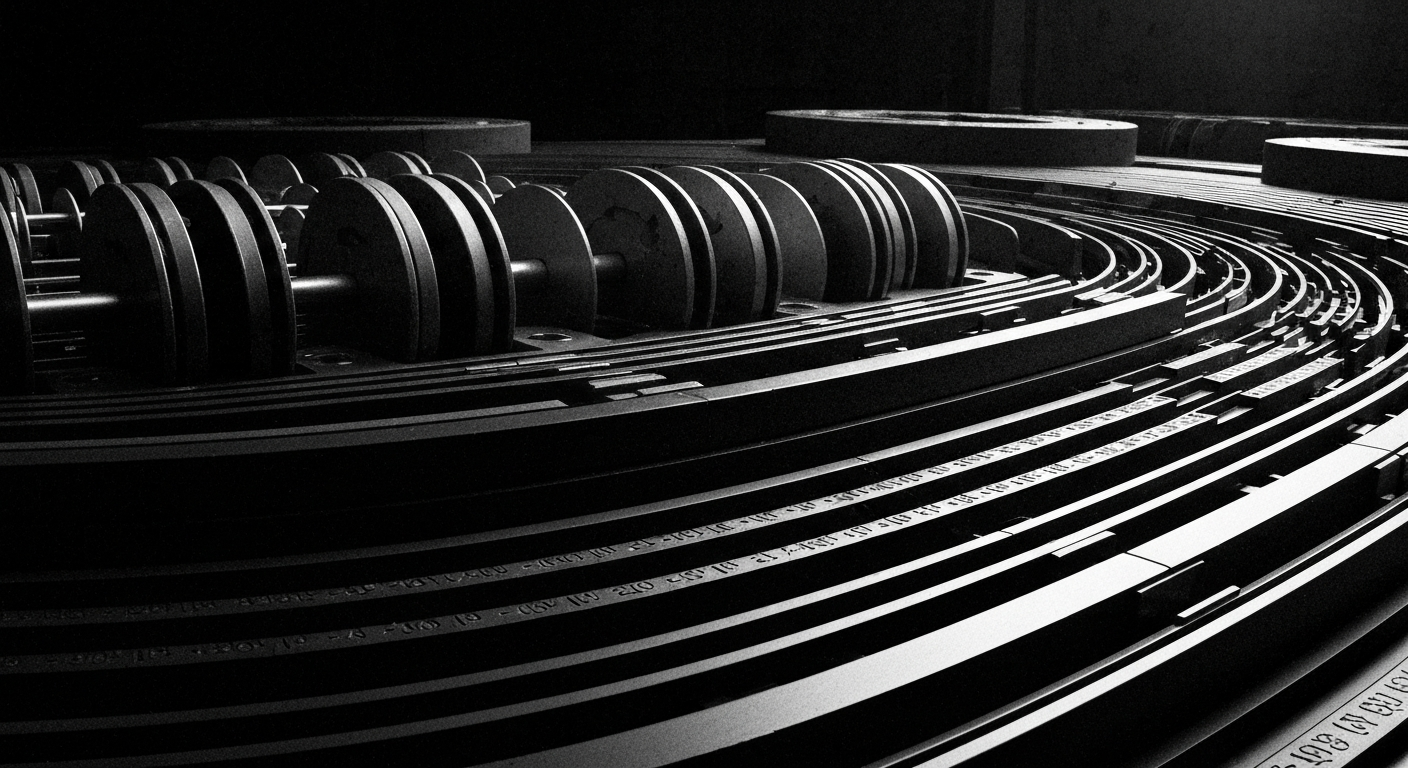 A high-contrast, cinematic close-up of heavy, tangible banking mechanics and objects, representing the complex financial infrastructure at the heart of the securities class action lawsuit.