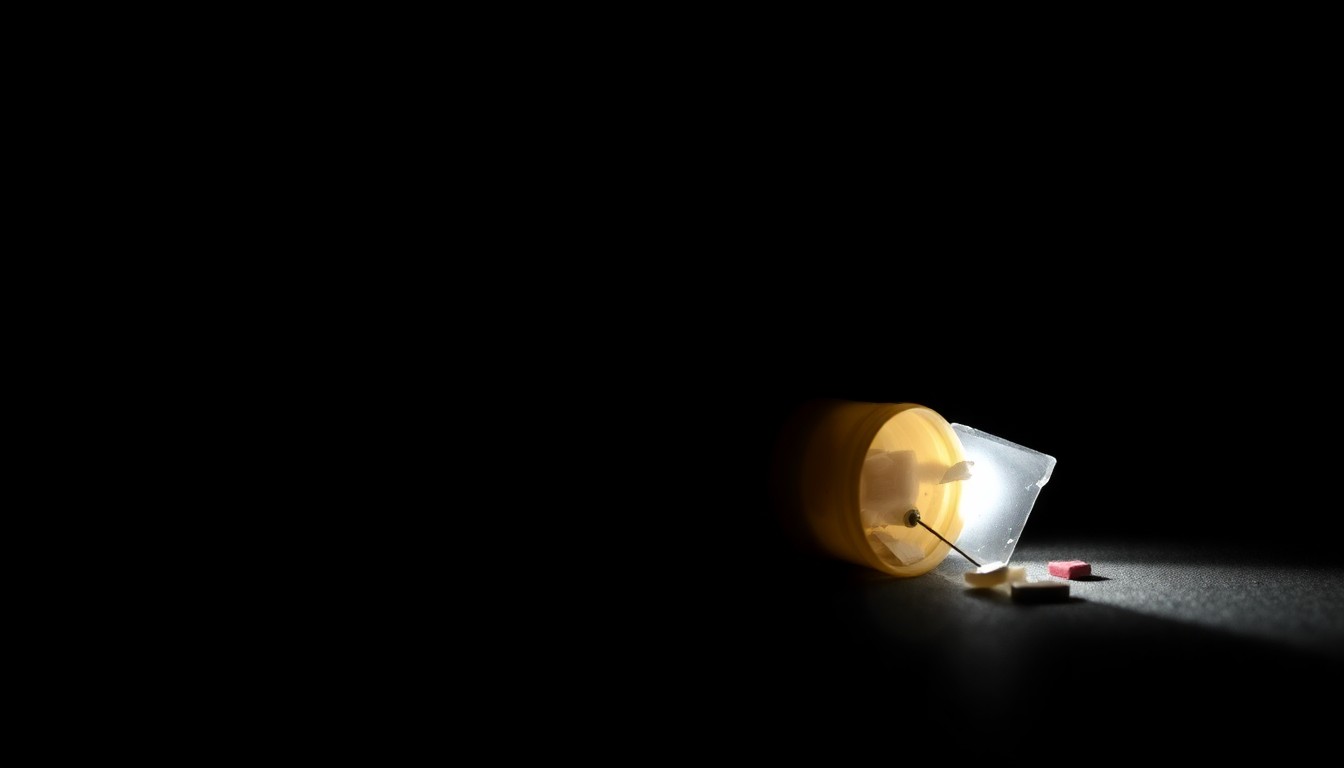 An extreme close-up photograph of a personal item related to the Anesha 'Duffy' Murnane murder case, dramatically lit by a harsh camera flash against a dark background, conveying the serious, investigative nature of the crime.