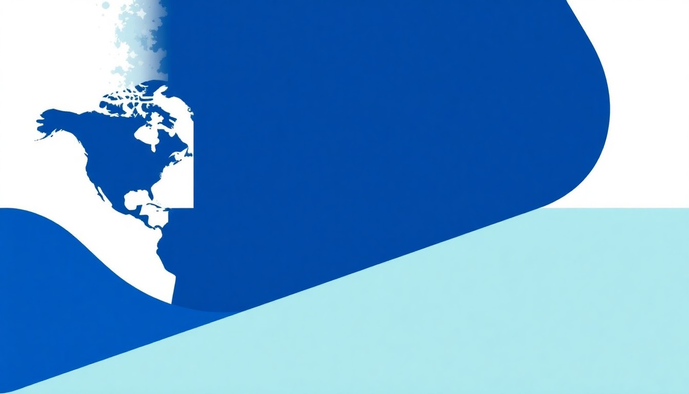 An abstract illustration featuring overlapping geometric shapes in shades of blue and aqua, conveying the interconnected nature of water security, policy, and financing.