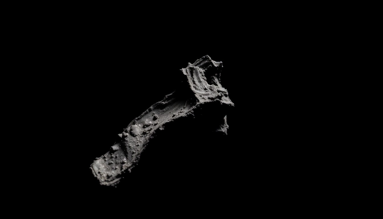 An extreme close-up of a charred and twisted metal fragment, conceptually illustrating the physical damage caused by the explosion at Piero's Italian Cuisine restaurant.