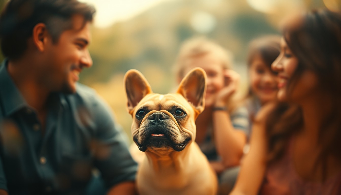 An abstract, impressionistic scene of a family embracing their dog in a warm, out-of-focus setting, conveying the emotion and joy of their long-awaited reunion.