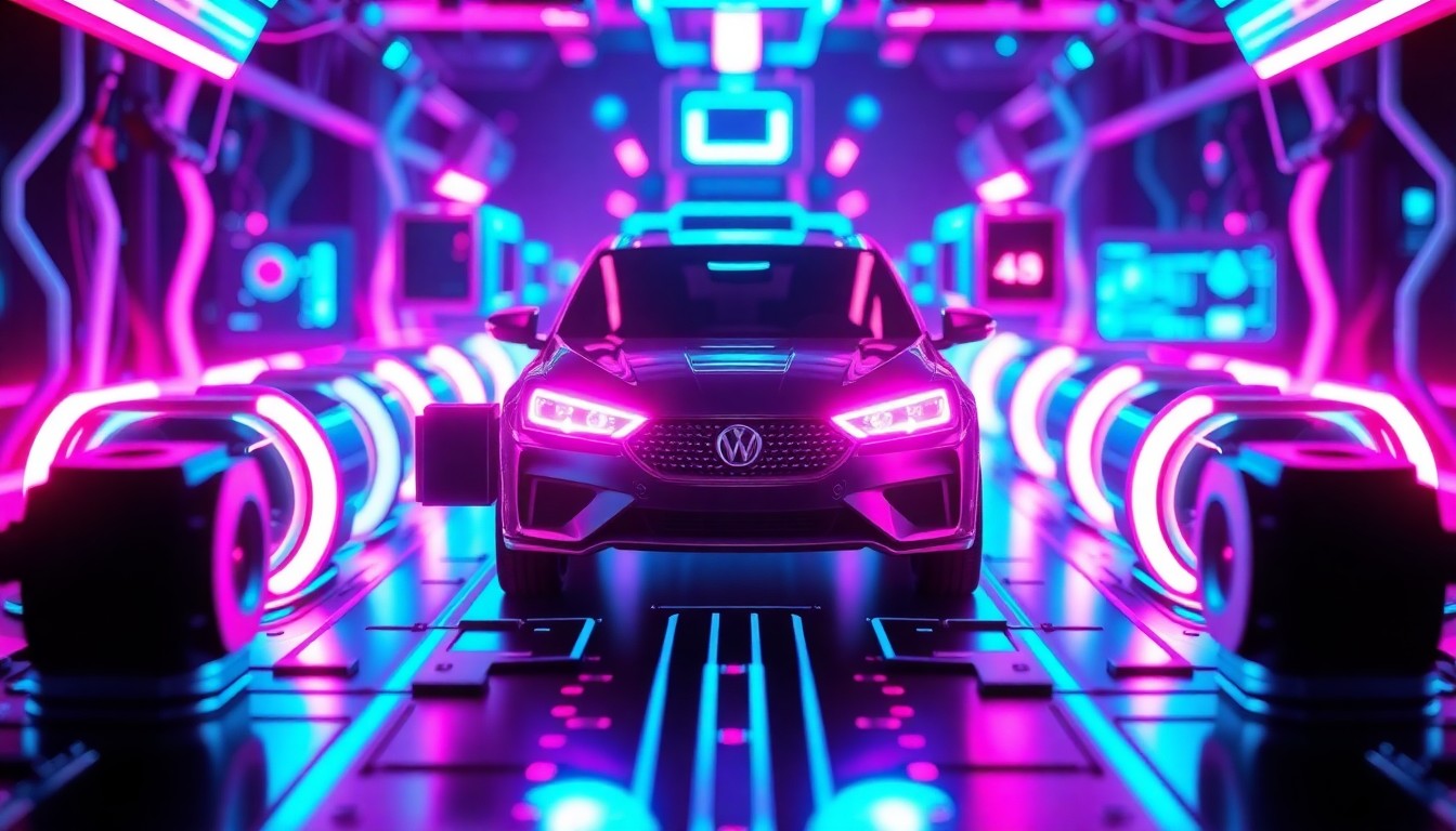 A highly detailed, glowing 3D illustration of the sensor array of an autonomous vehicle, featuring various camera, lidar, and radar modules illuminated by neon cyan and magenta lights, conceptually representing the complex technological infrastructure behind self-driving car technology.