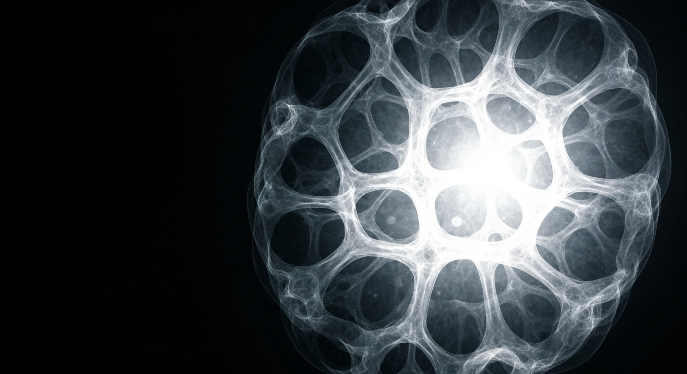 A translucent, ghostly X-ray image revealing the intricate internal structure of a soft tissue sarcoma tumor, conveying the clinical challenge and the potential of a new treatment to address this rare and difficult-to-treat cancer.