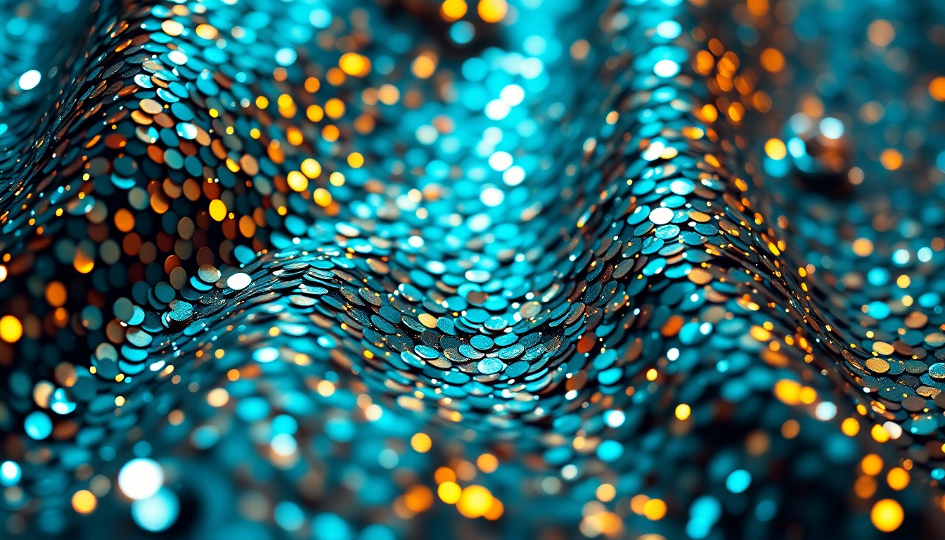 An extreme close-up photograph of shimmering, glittering sequins captured in dramatic, high-contrast studio lighting, conceptually representing the glamorous and high-fashion aesthetic of Avril Lavigne's cover of Alanis Morissette's 'Ironic'.