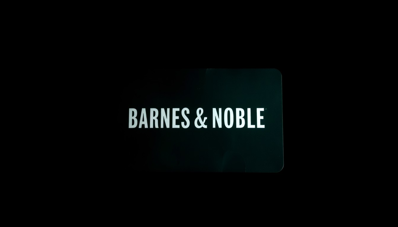An extreme close-up photograph of a Barnes & Noble gift card against a pitch-black background, lit by a harsh, direct camera flash. The card is slightly crumpled and worn, conveying a sense of carelessness and the consequences of poor decision-making.