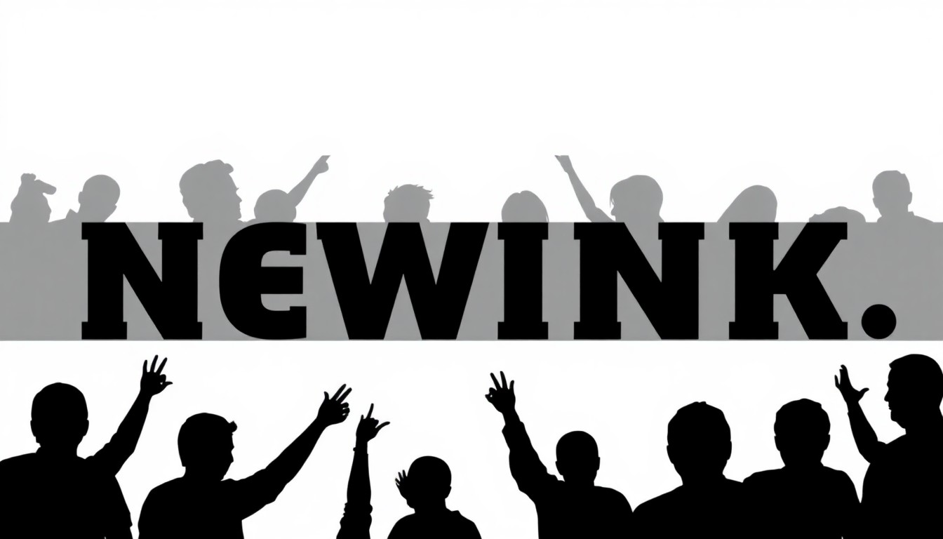 An abstract illustration featuring stark, geometric black silhouettes against a grey background, conveying a sense of instability and transition in the news industry.