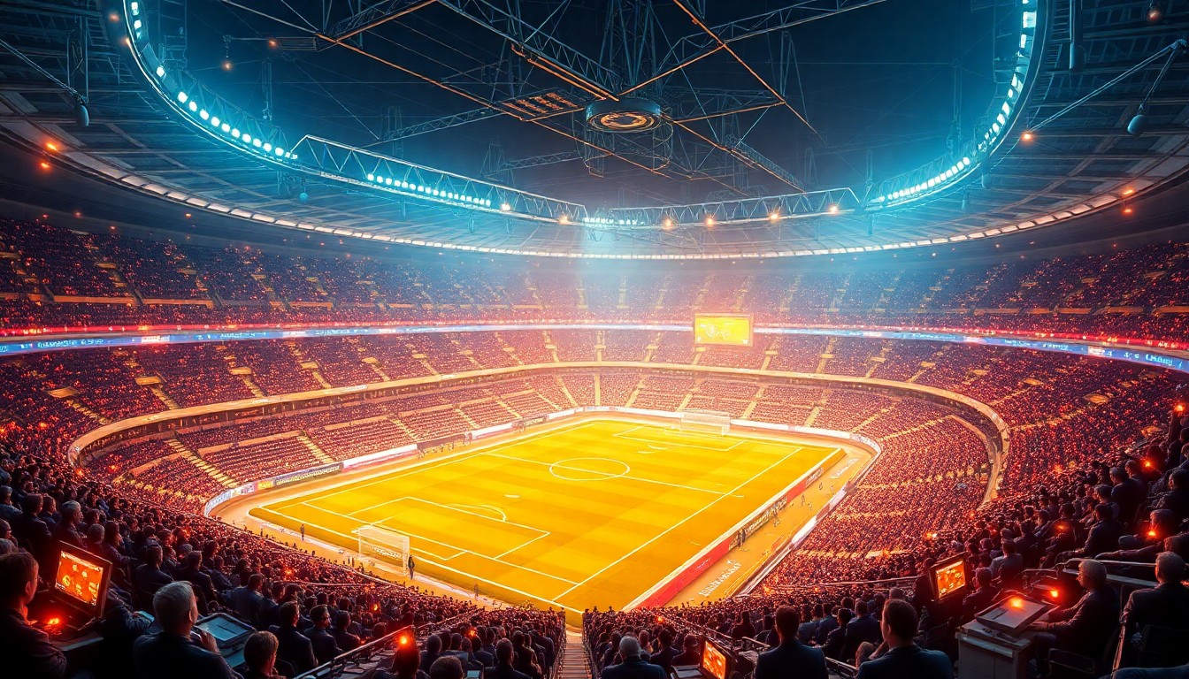 Ilustrasi stadion sepak bola futuristik