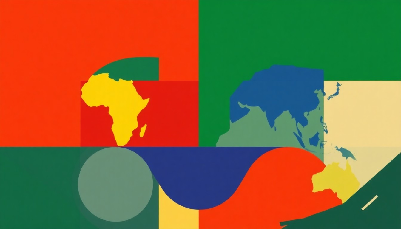 An abstract illustration composed of overlapping triangles and rectangles in shades of blue, red, and yellow, conceptually representing the collaborative efforts of developing nations to address their debt burdens through the new Borrowers' Platform.