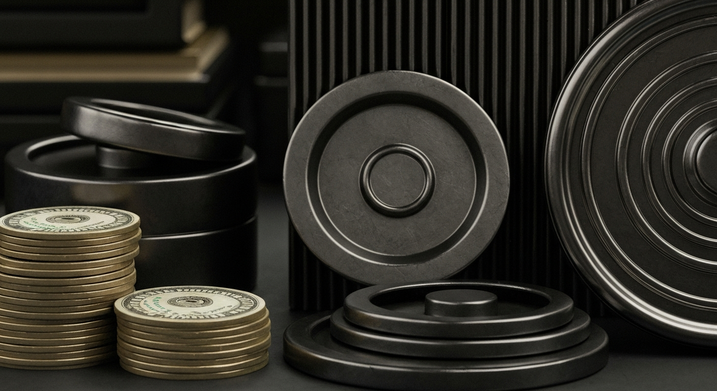 An extreme, cinematic close-up of heavy, industrial banking equipment and mechanics, conveying a sense of financial security and institutional strength through the bold, physical presence of the machinery.