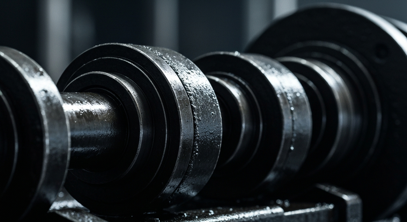 An extreme close-up of industrial waste management machinery, conveying the tangible, physical nature of the company's operations without using any text or identifiable elements.