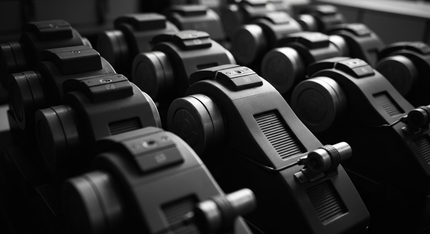 An extreme close-up of the inner workings of a financial calculator, with gears, levers, and other mechanical components filling the frame in a monochromatic, industrial style, conceptually representing the complex nature of personal finance.