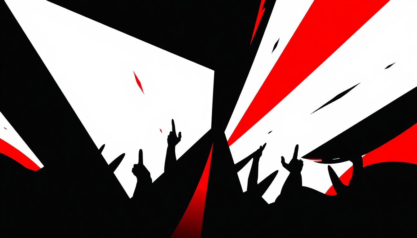 An abstract, minimalist illustration using bold, jagged black shapes against a stark white background, conceptually representing the influential work of a music industry veteran in shaping the live music landscape.