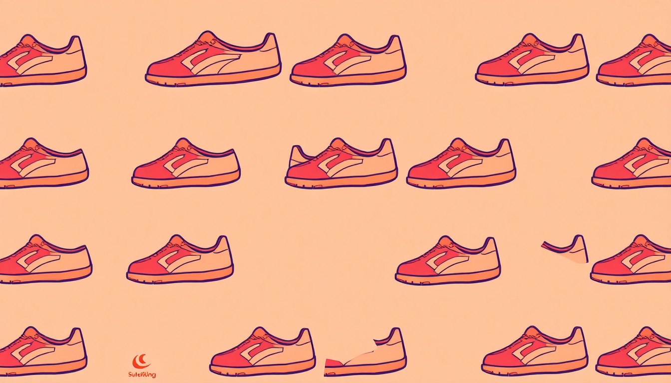 A bold, abstract silkscreen print featuring a repeated icon of a running shoe in a grid of neon colors, capturing the energy and vibrancy of the Twilight Run event.