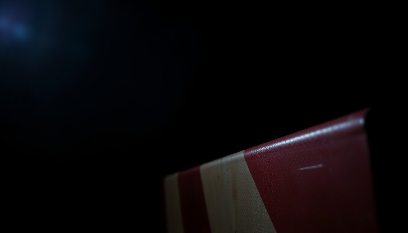 An extreme close-up photograph of a construction barrier or traffic cone lit by a harsh, direct camera flash, creating a stark, gritty aesthetic that conceptually represents the dangers of ignoring road closures in work zones.