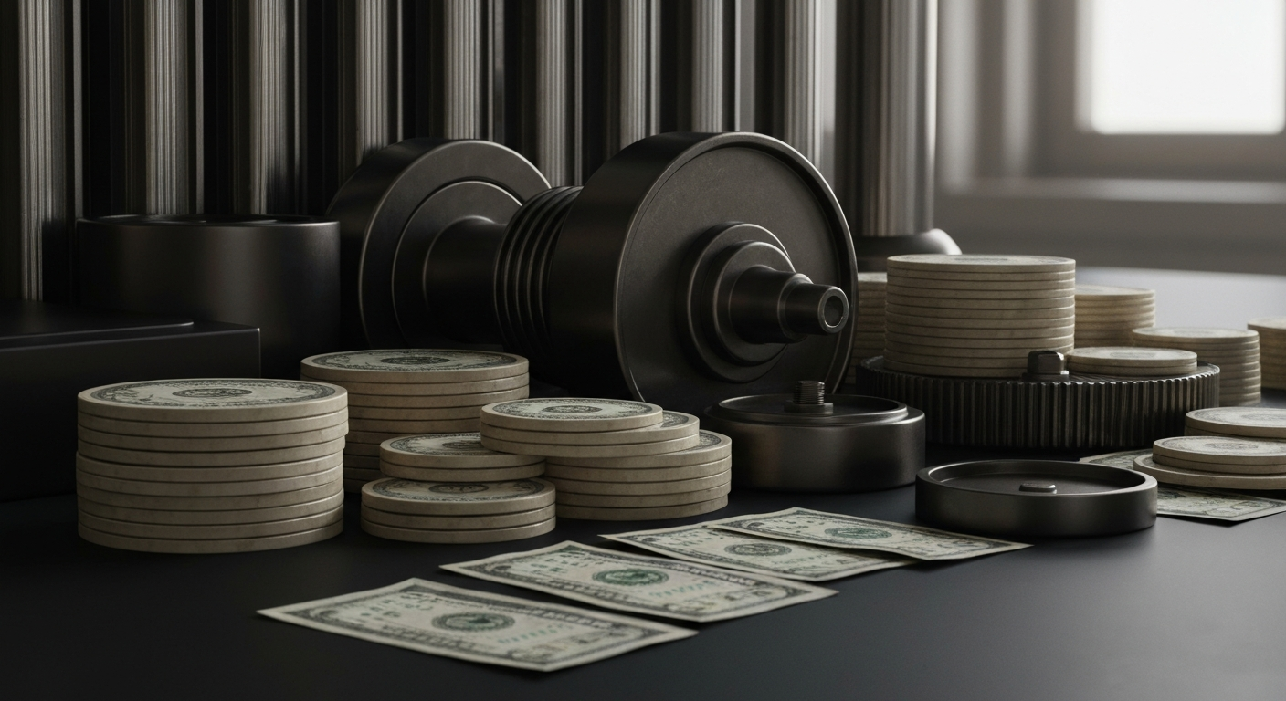 An extreme close-up of gears, circuits, and other industrial components, conceptually representing the complex financial technology powering Intuit's software platforms.