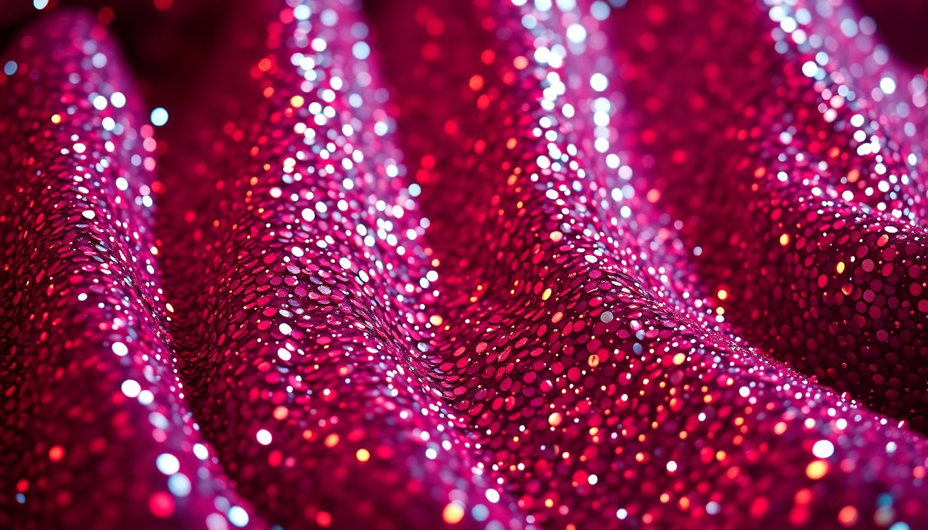 An abstract close-up image of luxurious, high-contrast textures like glittering sequins and plush velvet, conceptually representing the glamour and energy of a celebrity-filled event.