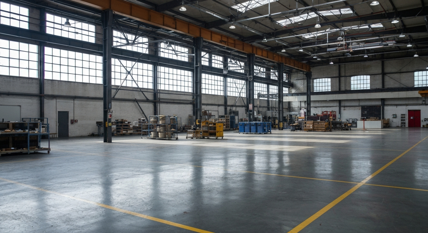 An extreme close-up of industrial Boeing manufacturing equipment, conveying the tangible, mechanical nature of the company's operations without using literal financial symbols.