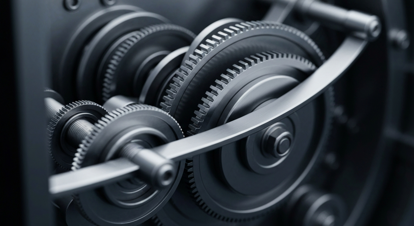 An extreme close-up of the intricate gears and mechanisms of a high-precision financial instrument, conveying a sense of power and the complex inner workings of the global financial system.