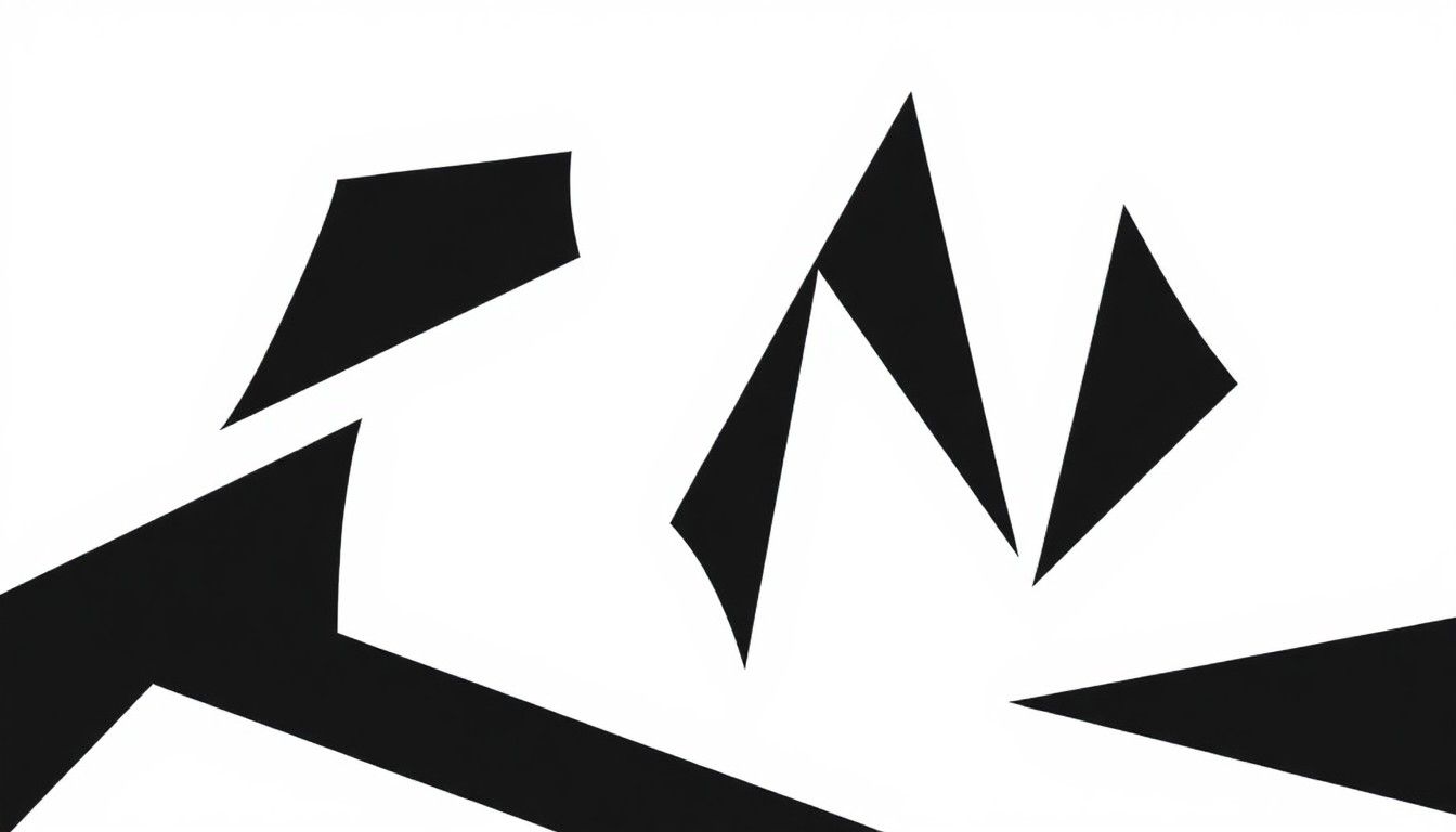 A minimalist, abstract illustration featuring bold, jagged black shapes against a stark white background, conceptually representing the variety of musical and theatrical performances happening in upstate New York.