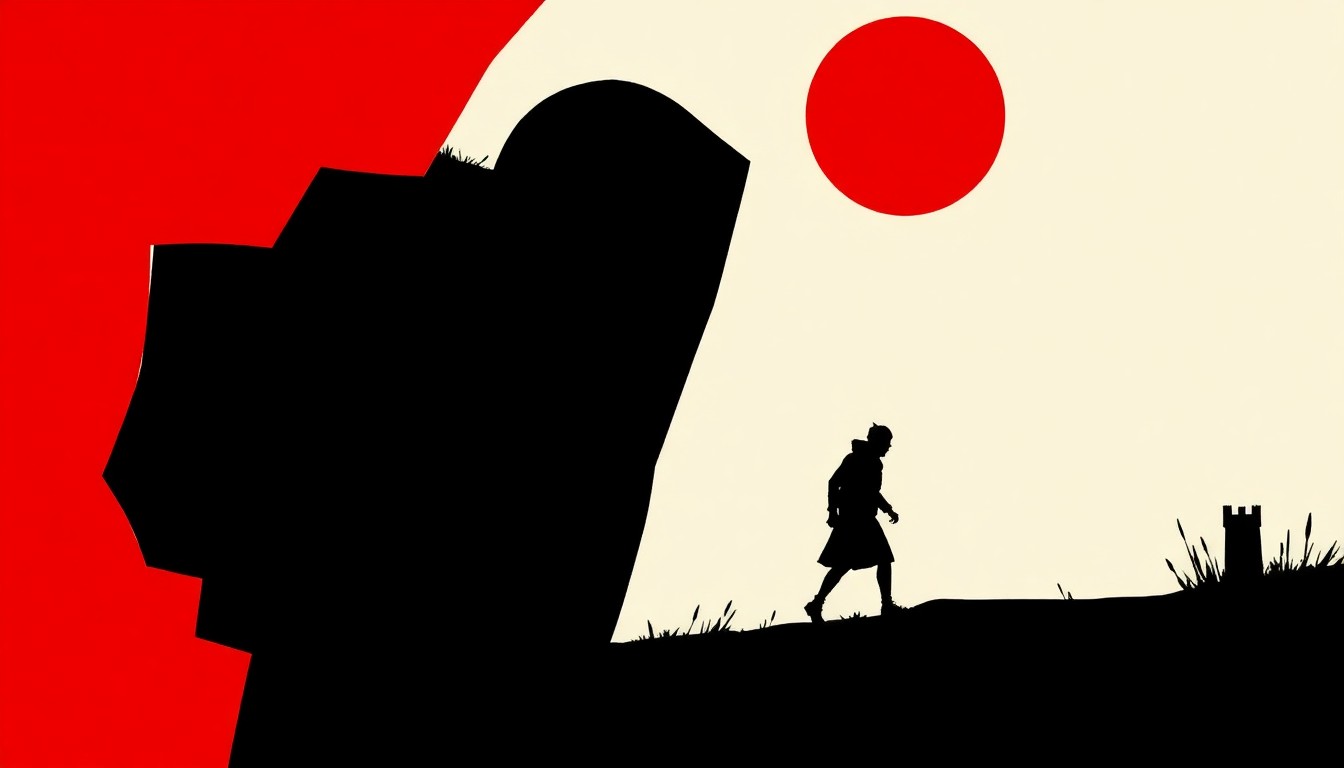 A striking abstract illustration featuring bold geometric shapes and stark black silhouettes, conceptually representing the creepy, unexplained moments captured in these mysterious photographs.