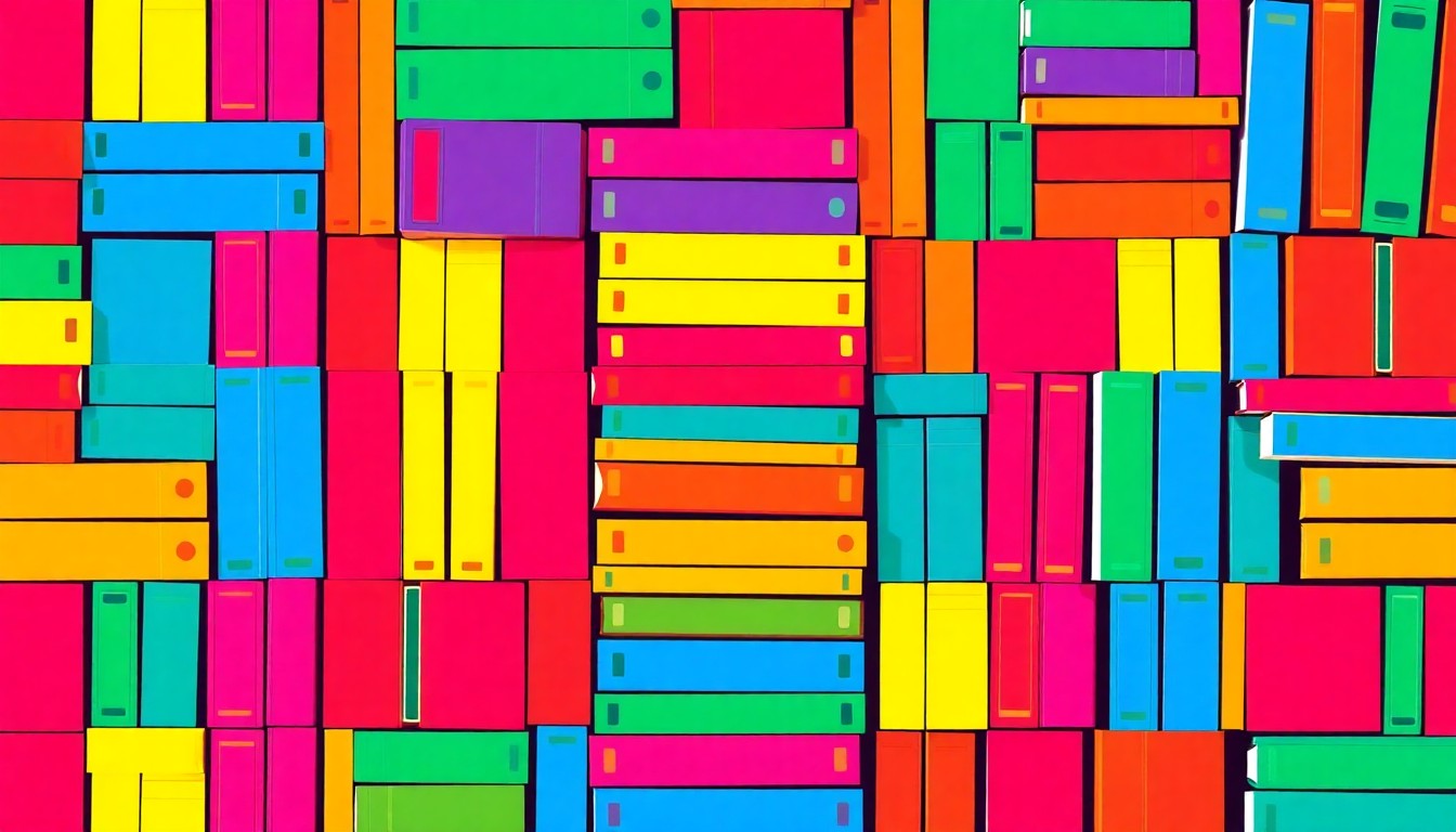 A vibrant, abstract grid of brightly colored children's books, conceptually representing the importance of early literacy education.