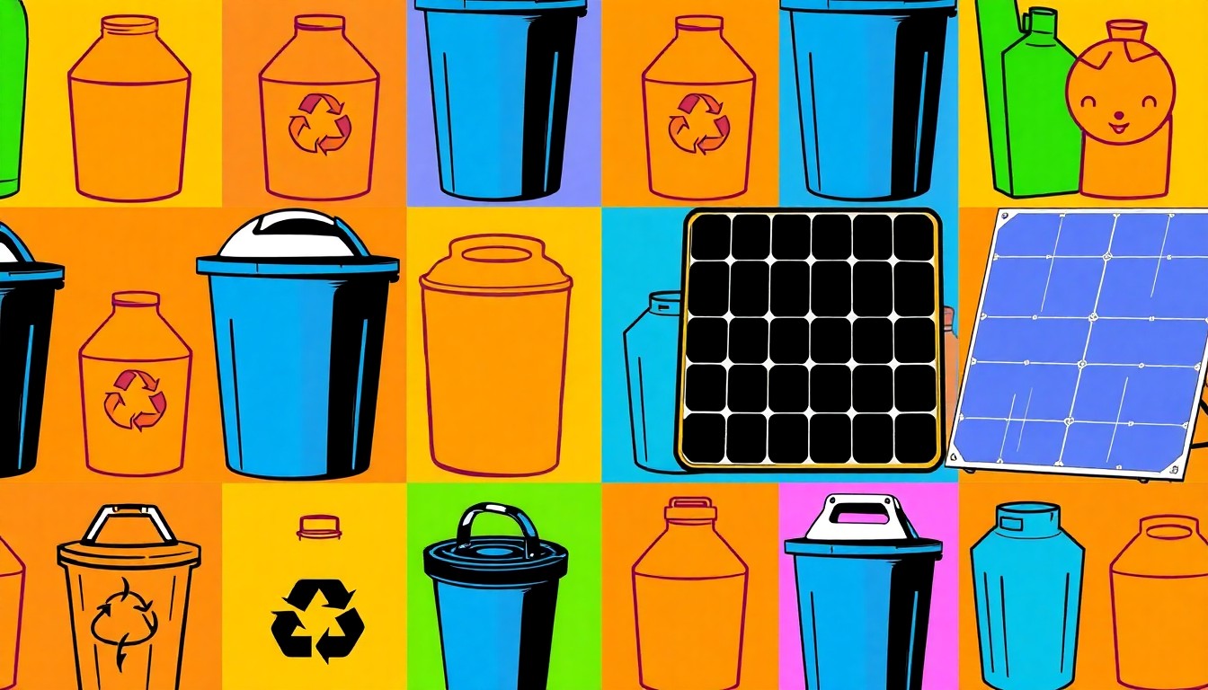 A brightly colored, high-contrast silkscreen print of a reusable water bottle repeated in a tight grid pattern, conceptually representing the focus on sustainable living at the Earth Day events in Tampa Bay.